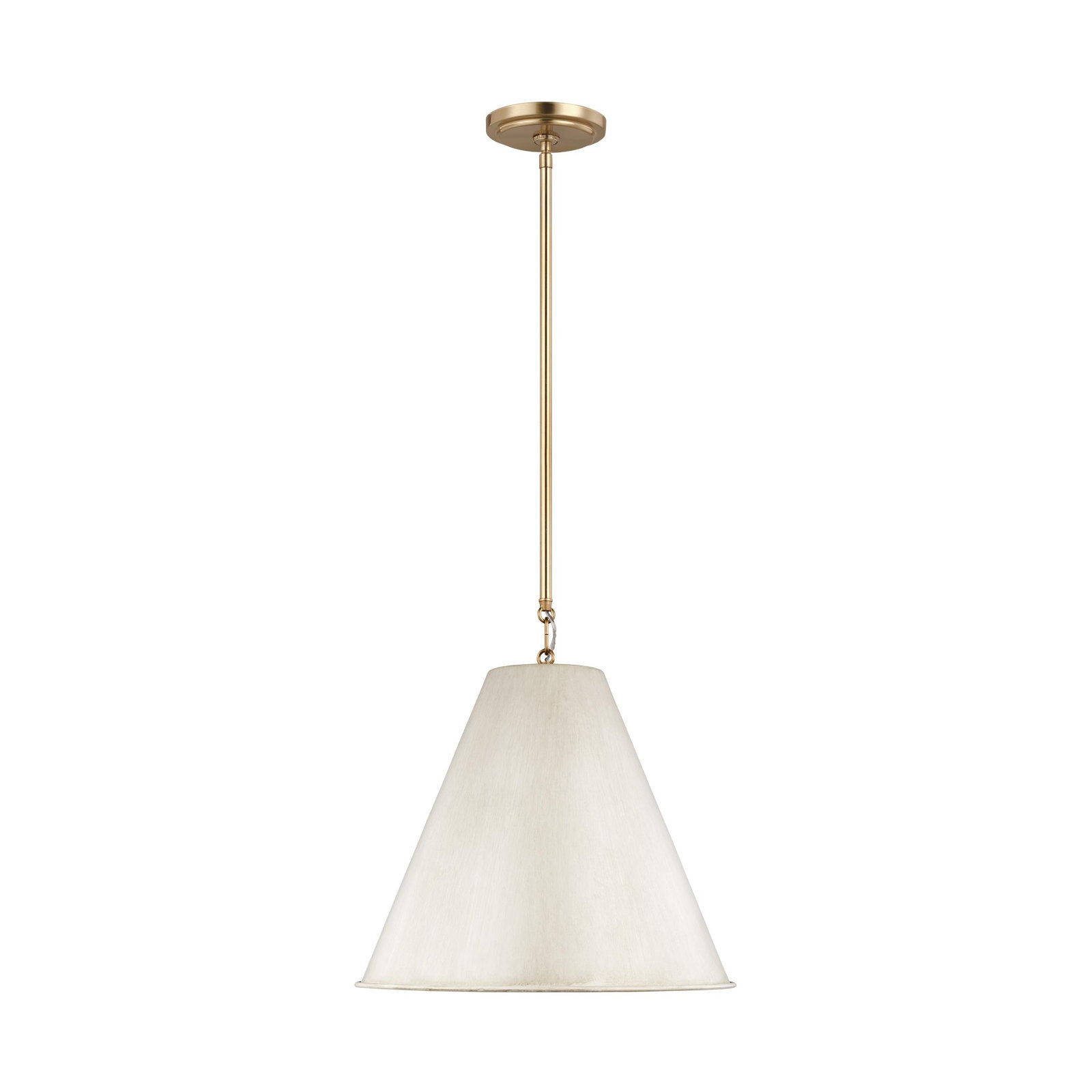 Camariae 1 - Light Single Cone Pendant, Satin Brass, Antique White
