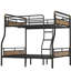 Lit superposé double au-dessus de grand lit double, confortable et sécuritaire, en métal, lit superposé noir, capacité de lit inférieur de 600 lb,