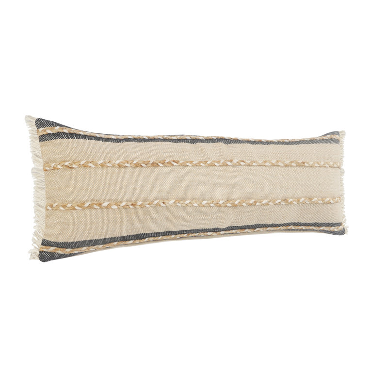 Atlantis Rectangular Striped Fringed Cotton Throw Pillow Cover, Pillow Cover Only - No Insert