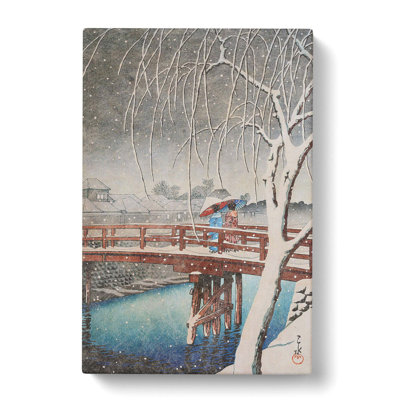 Two Crossing The Bridge by Hasui Kawase - Wrapped Canvas