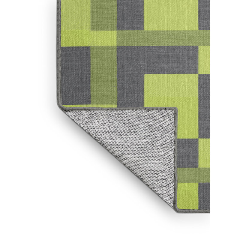 Machine Washable Checkered Gray Area Rug, Runner 2' x 4'