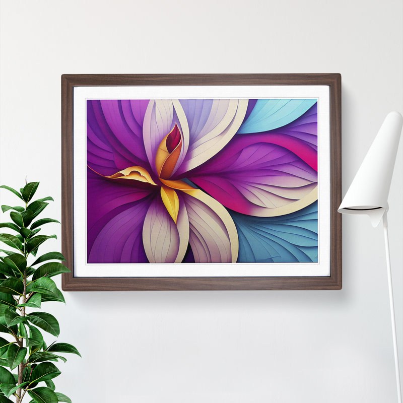 Otherworldly Flower Vol.1 Abstract - Single Picture Frame Print, 46cm H x 64cm W x 2cm D, Walnut