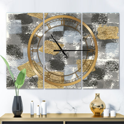 Gold Glamour Squares II - Modern wall clock