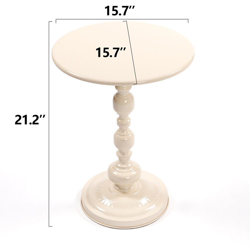 Table de bout ronde à piédestal, Blanc, crème