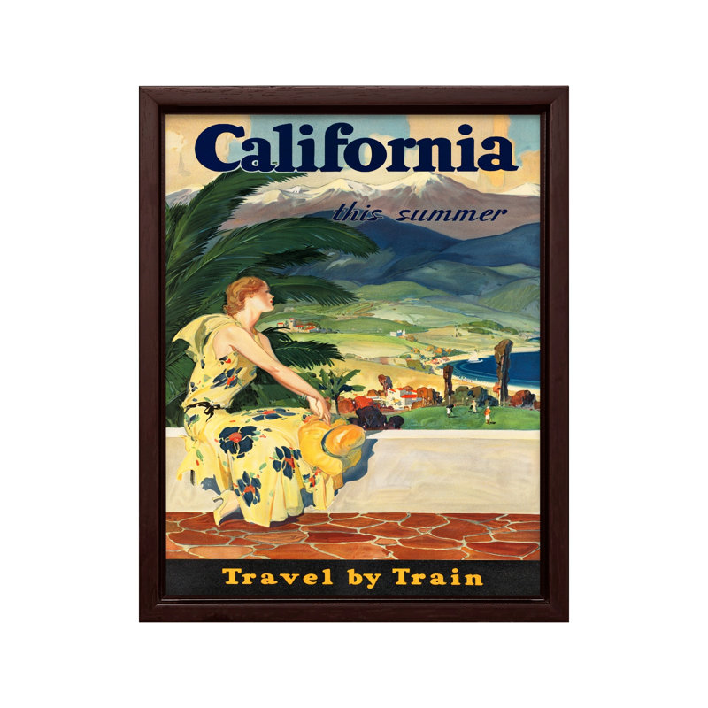 Chemin de fer californien, H 11 po x l 14 po, Canevas, Encadrement blanc