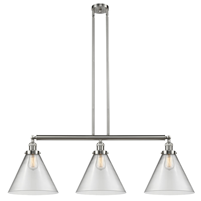 Pompa 3 - Light Kitchen Island Pendant, No Bulb Included, Clear, Satin Gold