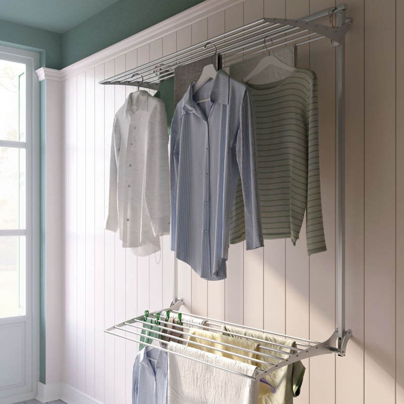 Steel Foldable Wall-Mounted Drying Rack, 100cm H x 38cm W x 52cm D
