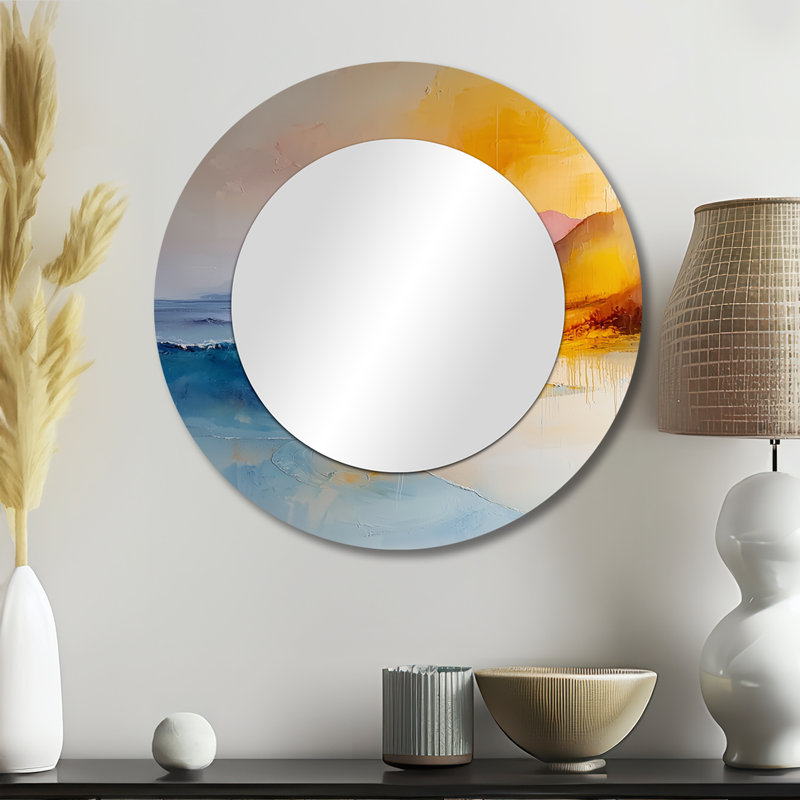 Vagues océaniques sur le minimalisme, paysage côtier I - désert, art mural miroir décoratif, 23 po x 23 po