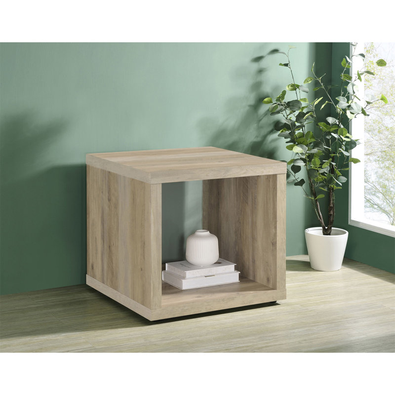 Table de bout d'appoint en bois d'ingénierie Flint, Beige