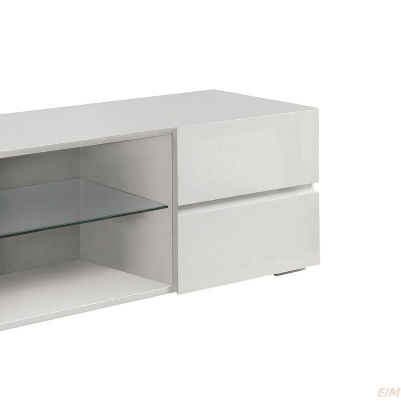Glossy White 4-Drawer TV Console