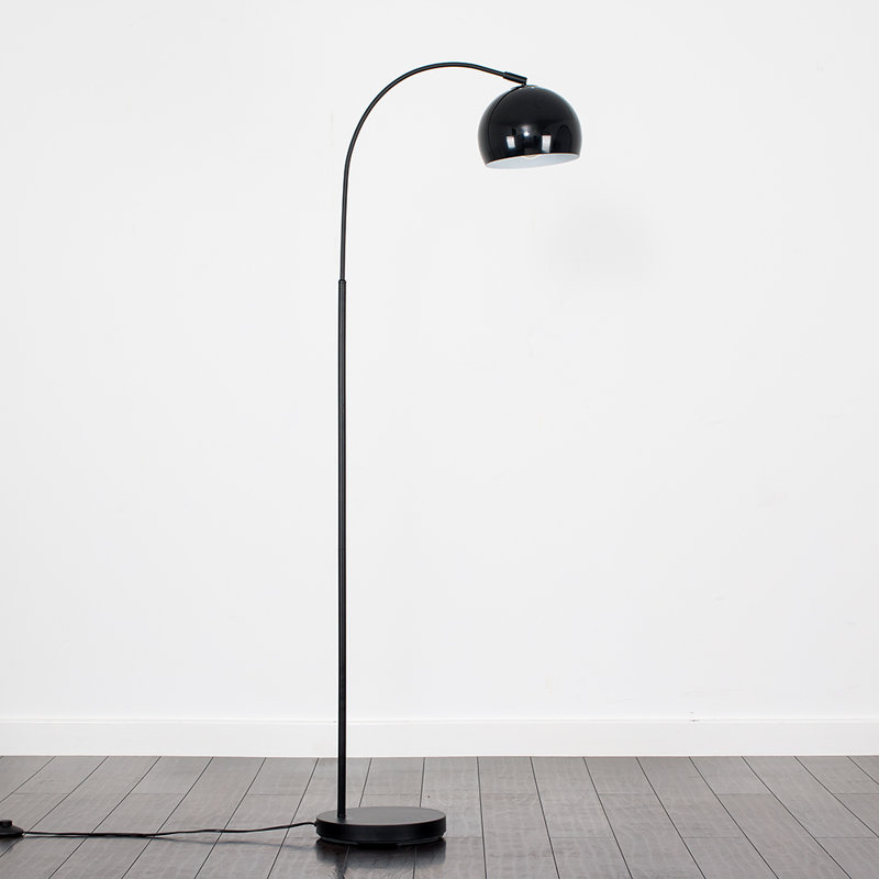 Derosier 152cm Arched Floor Lamp, Black, Black