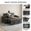 Canapé-lit convertible 65 po 3-en-1, canapé-lit coulissant avec table d'appoint pivotante à 360 °, canapé moderne revêtu de velours chenille, canapé peu encombrant pour salon, appartement et chambre d'amis, noir-130841210