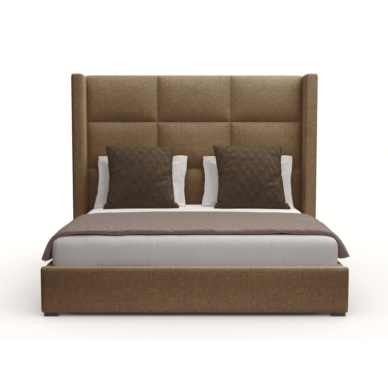Lit escamotable capitonné standard Esparto, Revolution® en lin brun, Très grand (moyen)