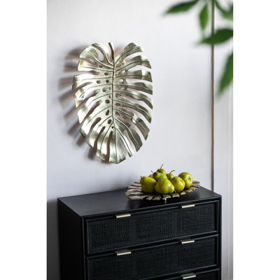 24.8X17.3X2" Gold Leaf Wall Decoration - Aluminum Stylish Fashion Ornament Fashionable