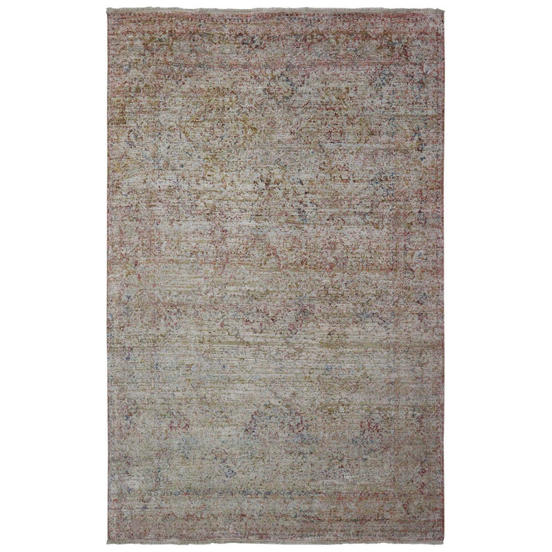 Tapis unique rose / gomme à bulles / sable 9 pi 2 po x 12 pi 2 po Erased One-of-a-Kind