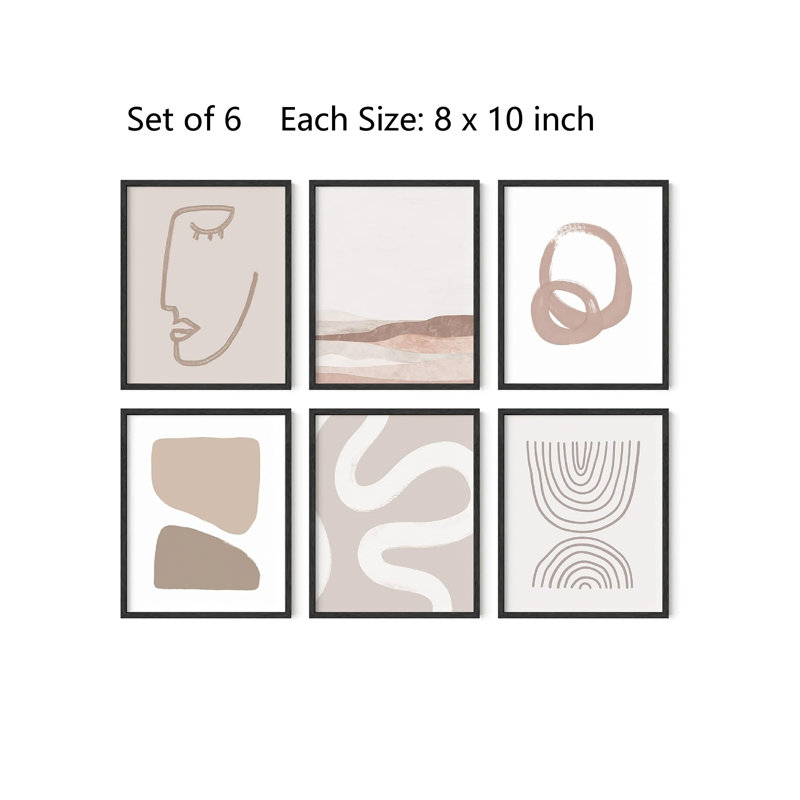 Décoration murale neutre neutre beige, 6 pièces, cadre noir, 8 x 10, pour chambre à coucher et appartement