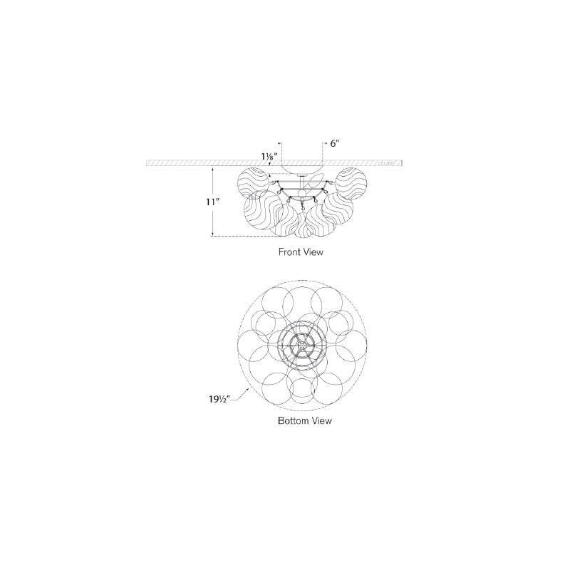 Talia 3 - Light Semi Flush Mount, Gild