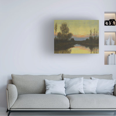 Art mural sur toile tendue - "Silent Sunset I" par Michael Willett pour décoration de salon, de chambre à coucher ou de bureau - 14 x 19