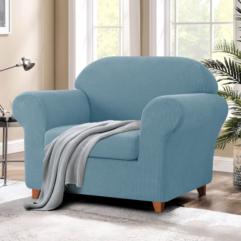 Housse de canapé en jacquard 2 pièces, housse extensible en polyester et spandex pour le salon, facile à installer et lavable