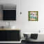 Zebra Fun Bath Time Black Framed Floater Canvas Wall Art by Farida Zaman-1304925437-1304925436
