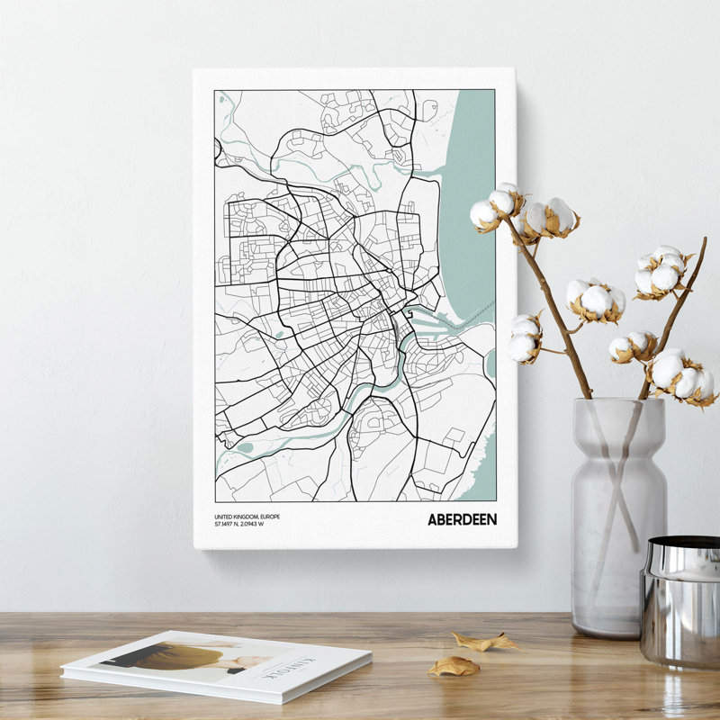 Map Aberdeen UK - Wrapped Canvas, 76cm H x 50cm W x 3cm D
