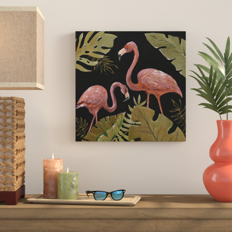 « flamant roses sweetheart i », reproduction sur toile tendue encadrée, 40 po x 40 po