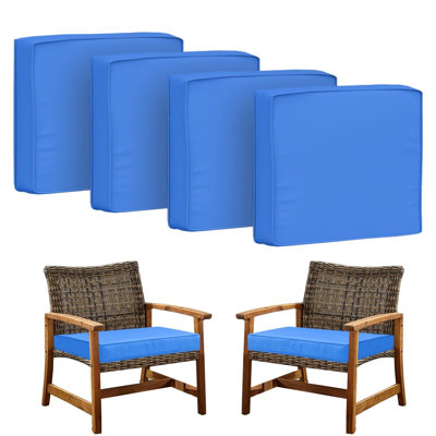 4 pièces de housses de coussin de patio 22 po x 22 po pour housses de coussin d'extérieur avec siège à fermeture à glissière et housse de dossier pour le jardin et la cour (housses seulement)