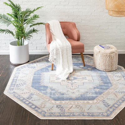 Parchette Oriental Sky Blue Area Rug