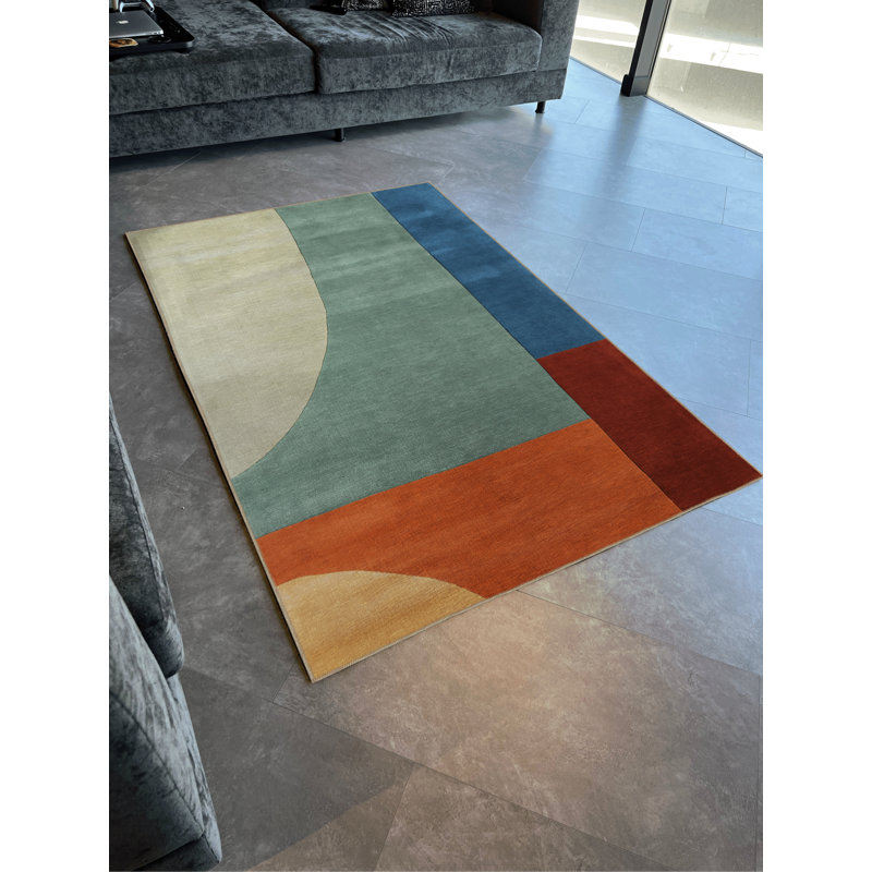 Tapis décoratif multicolore à motif géométrique abstrait à motif géométrique, Tapis de couloir 3 pi 3,37 po x 6 pi 6,74 po