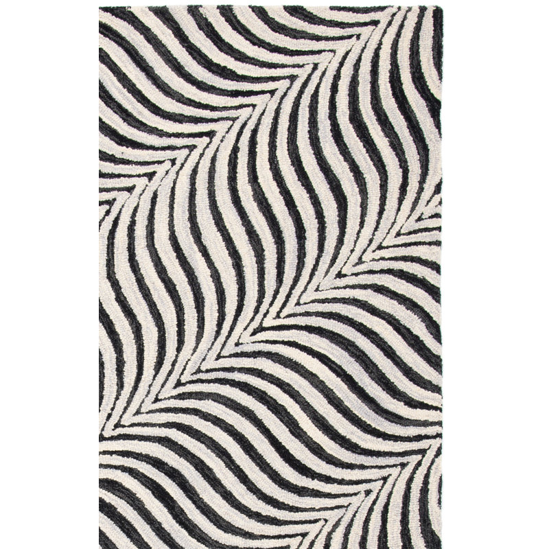 Tapis abstrait en laine et coton touffeté à la main Betthezul, Rectangle 4 pi x 6 pi