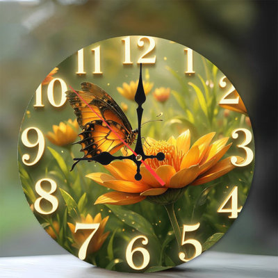 Butterfly and Flower Wall Clock Decor for Home