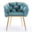 Chaise simple de luxe moderne pour chambre à coucher comme tabouret de commode ou dossier de table de manucure, bleu, deux pièces, velours doux et intérieur en coton confortable, pied de lit anti-rayures doré-121094171