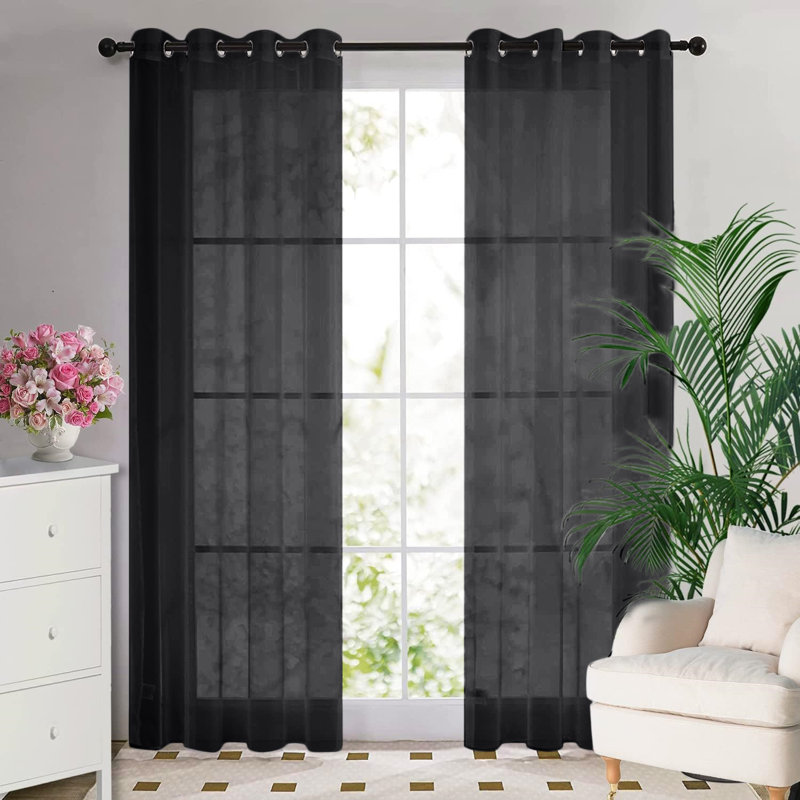 Jamie Eyelet Semi Sheer Curtain, Purple, 144cm Width x 274cm Drop