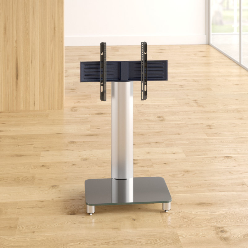 Remagne TV Stand for TVs up to 24", Silver Brushed / Black