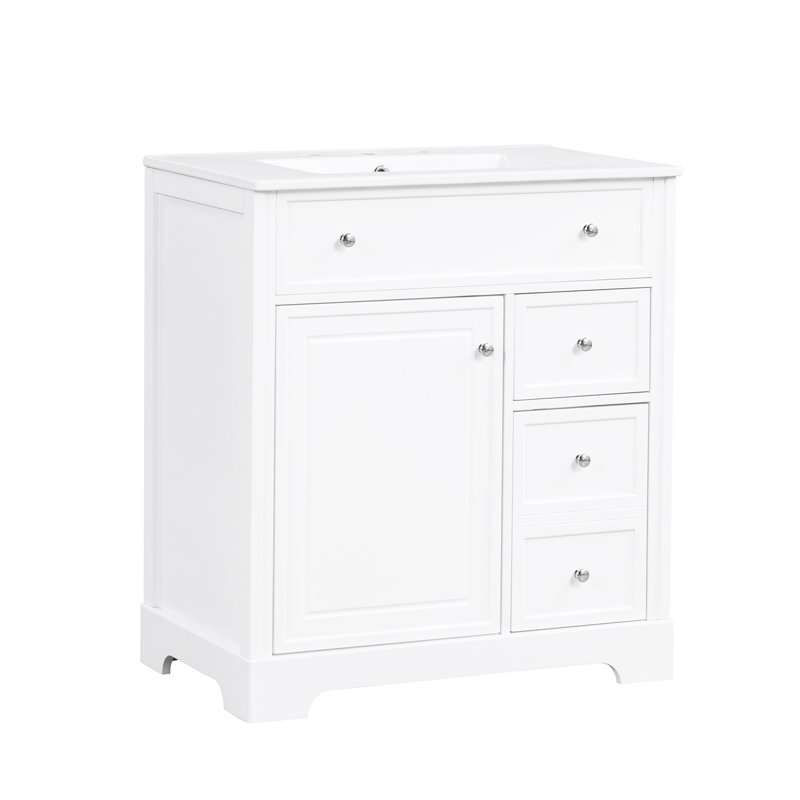 Meuble-lavabo élégant avec lavabo, rangement spacieux et design moderne pour un espace de salle de bain fonctionnel et élégant.