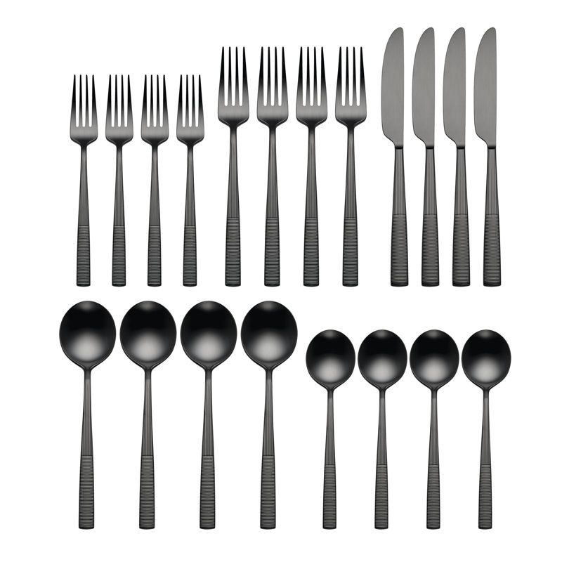 Modulus Satin Champagne 20-Piece Flatware Set, Black
