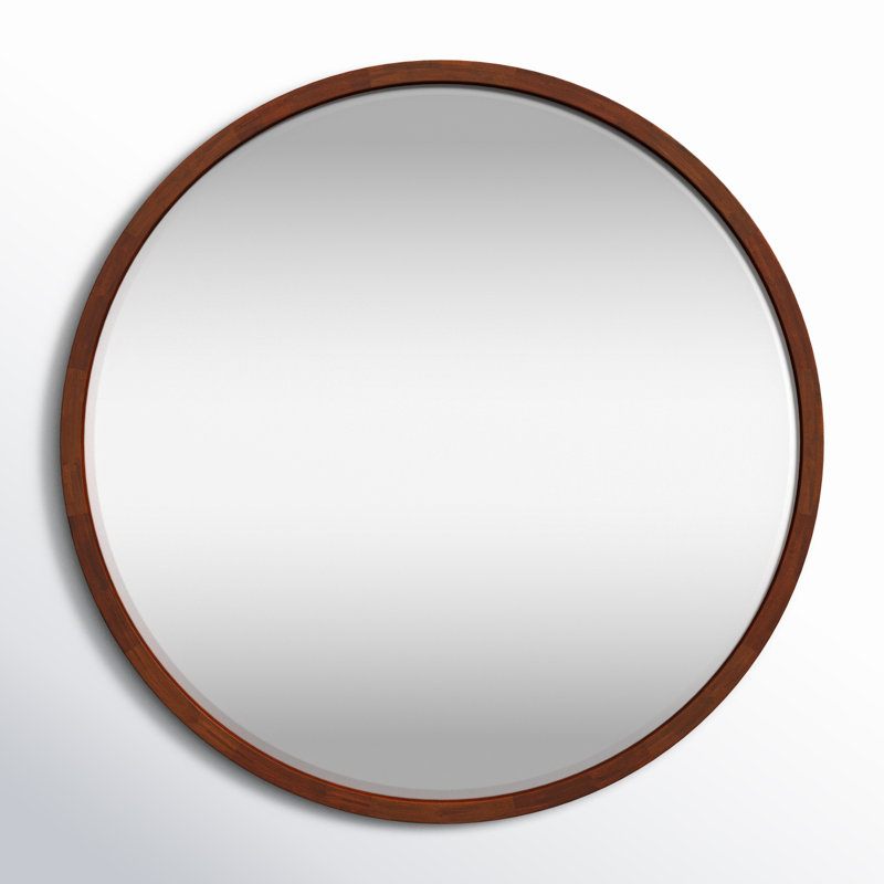 Glover Solid Wood Mirror, Walnut Brown, 24" x 24"