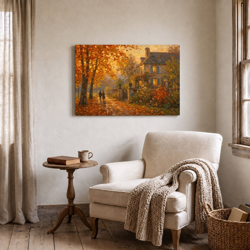 Reproduction sur toile d'une allée bordée d'arbres - 40 x 60 cm, H 16 po x l 24 po