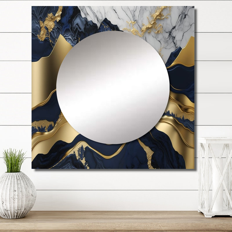 Mirdza - Miroir carré abstrait en marbre pour décoration murale, 23 po x 23 po