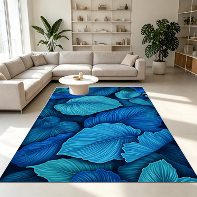 1PC Tropical Leaf - themed Area Rugs for Living Room, Soft and Comfortable, Suitable for all seasons, easy - to - maintain, machine washable Indoor floor mat, suitable for Bedroom, Patio, Balcony, Dining Room, Hallway, Home Decor, Outdoor Decor.
