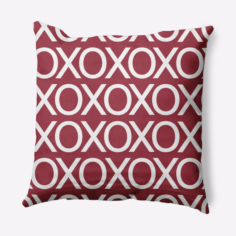 Housse et insert de coussin décoratif décoratif Hugs and Kisses Valentines, 26 po x 26 po, Brique