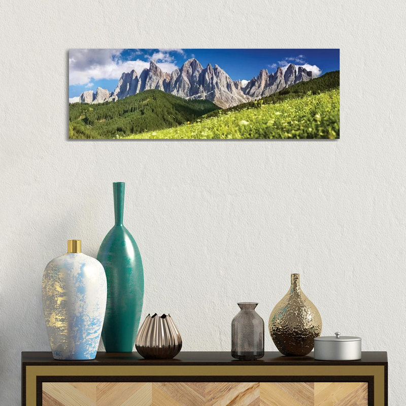 Panoramic View Of Dolomite Alps And Forest, Northern Italy. by Evgeny Kuklev - Wrapped Canvas Panoramic Print