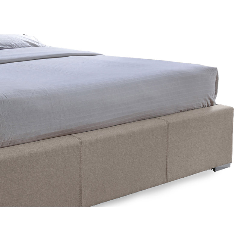 Upholstered Storage Bed, King, Light Brown