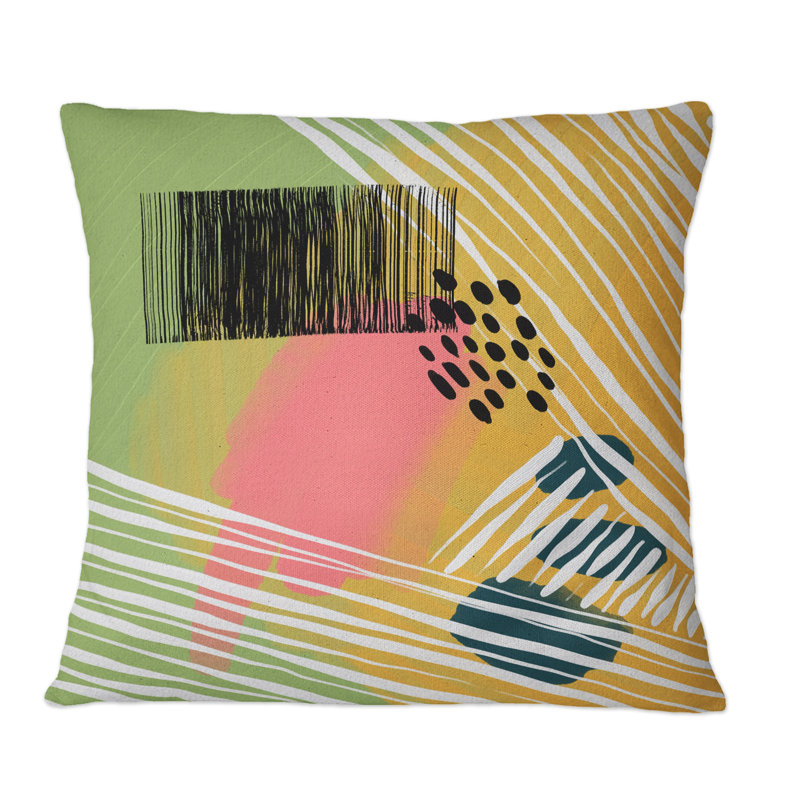 Coussin Minimal Abstract In Retro Tones, 16 po x 16 po