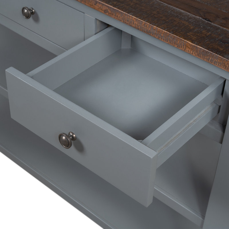 Console en bois massif 48,82 po Emer, Gris, Brun