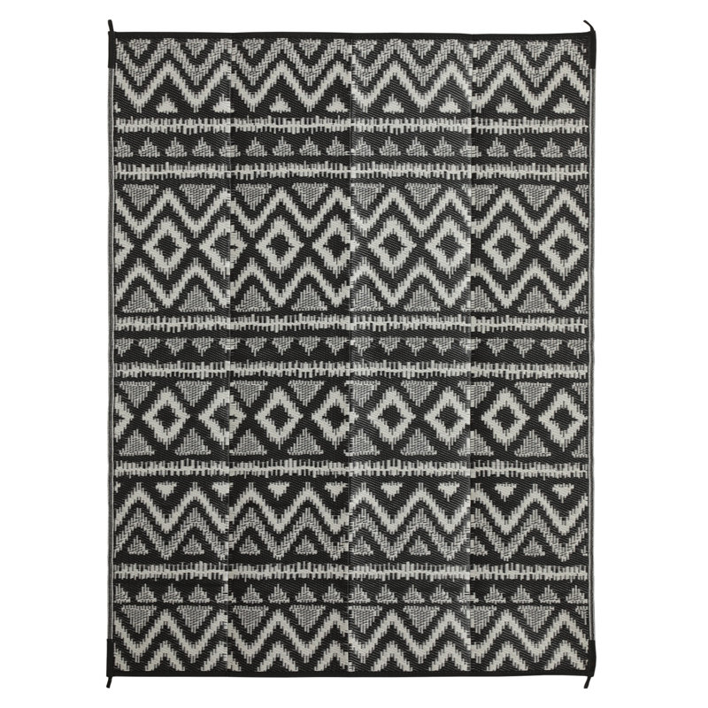 Tapis intérieur / extérieur noir / blanc Southwestern, Rectangle 9 pi x 12 pi