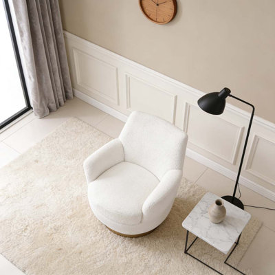 Fauteuil demi-tonneau pivotant Teddy, fauteuil d'appoint pivotant
