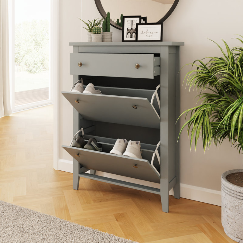 Kensington 12 Pair Flip Down Shoe Storage, Gray