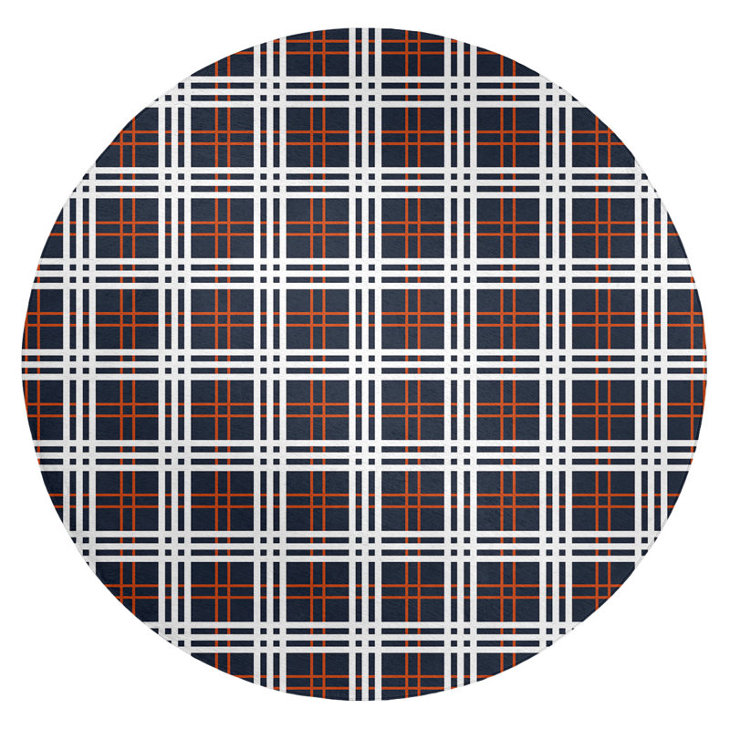 Tapis noir à carreaux, Rond 5 pi