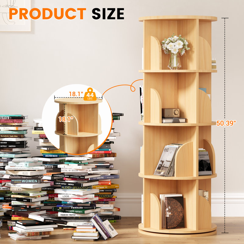 360° Rotating Bookshelf, Space-Saving Corner Bookcase For Bedroom, Living Room, Or Study